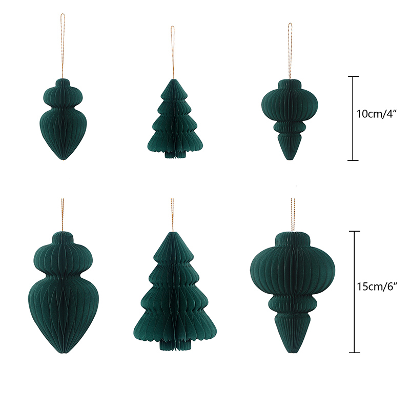 Dark Green Christmas Paper Honeycomb Ornaments-Size.jpg